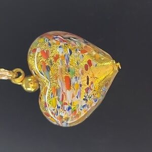 Murano Glass Gold Multicolored Heart Pendant‎ Necklace By Ross-Simmons